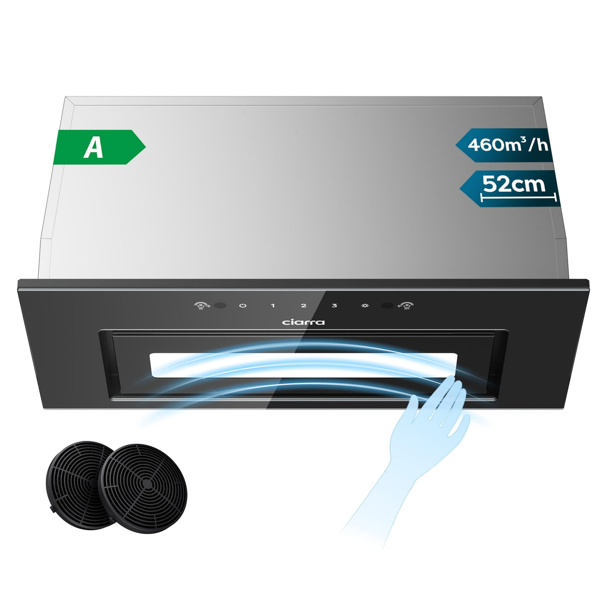 CIARRA 52cm Integrated Cooker Hood 300m3h LED 3 Speed