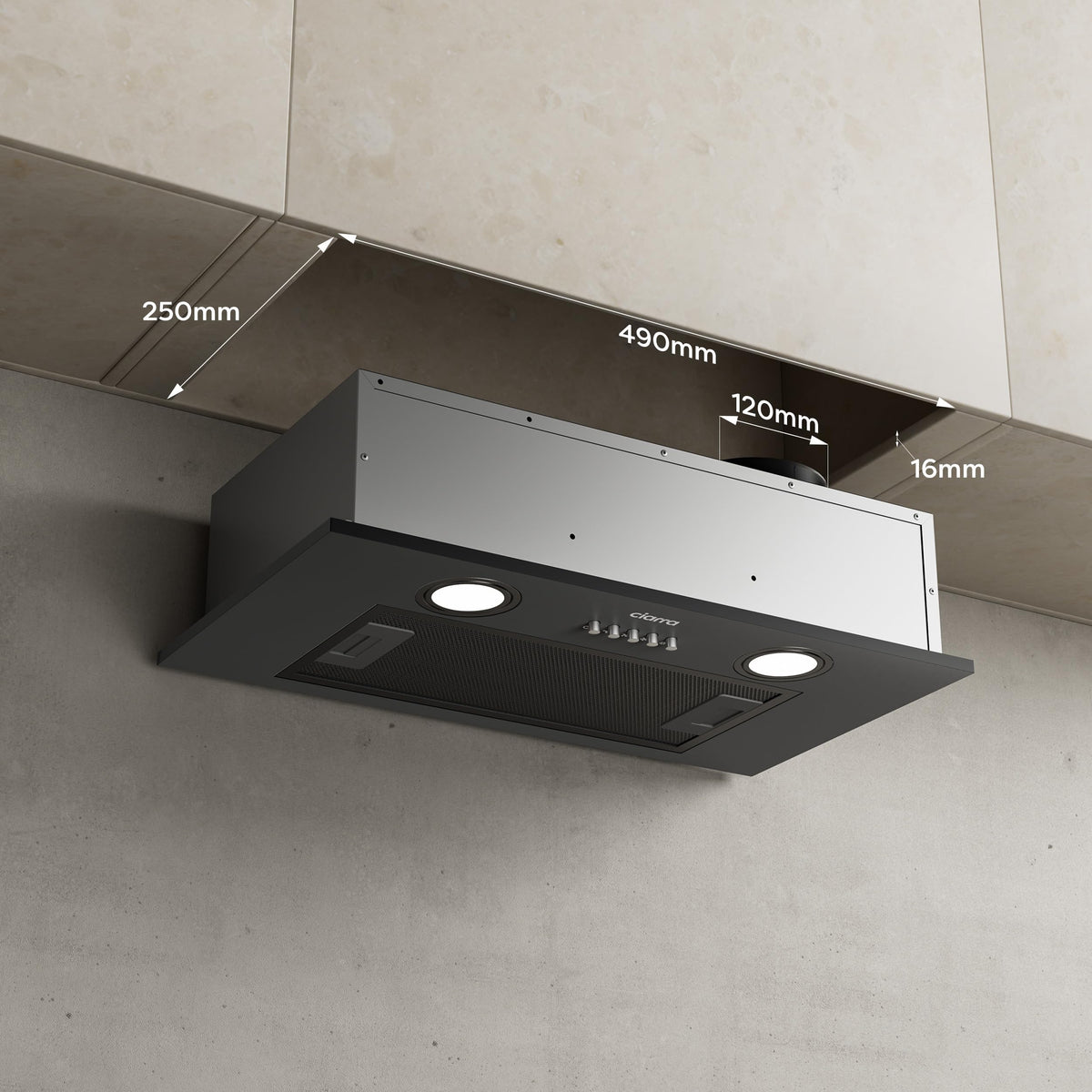 CIARRA 52cm Integrated Cooker Hood 300m3h LED 3 Speed