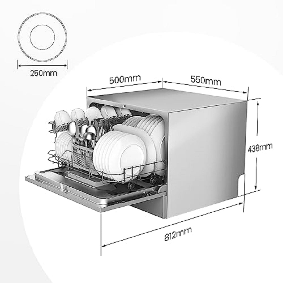 COMFEE' Countertop Dishwasher, 6 Place Settings