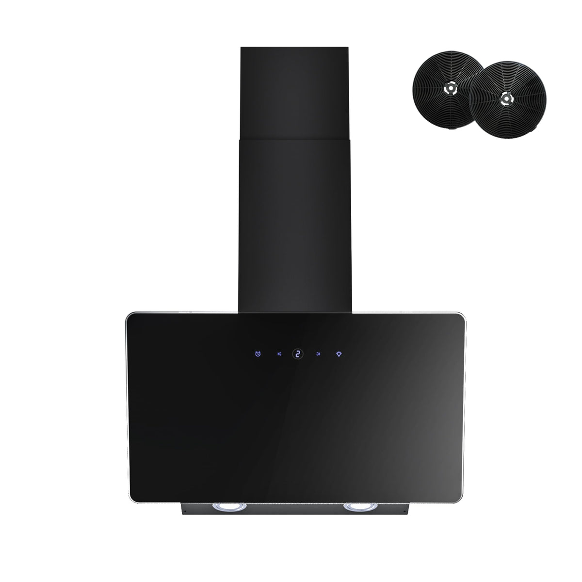 FIREGAS 60cm Black Angled Chimney Cooker Hood With LED Lights