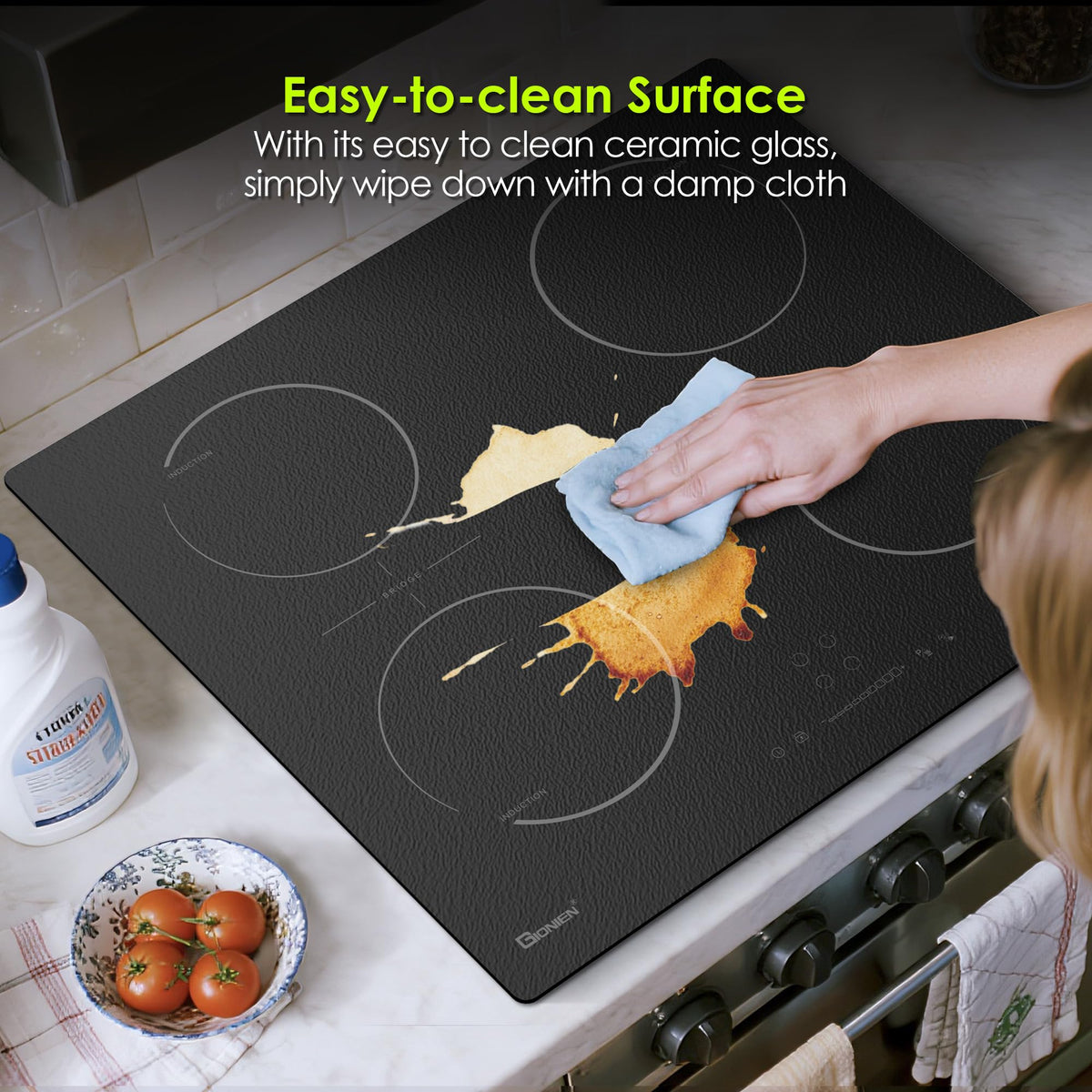 Gionien 60cm 2800W Plug In Induction Hob, 4 Zones, GIT470SP