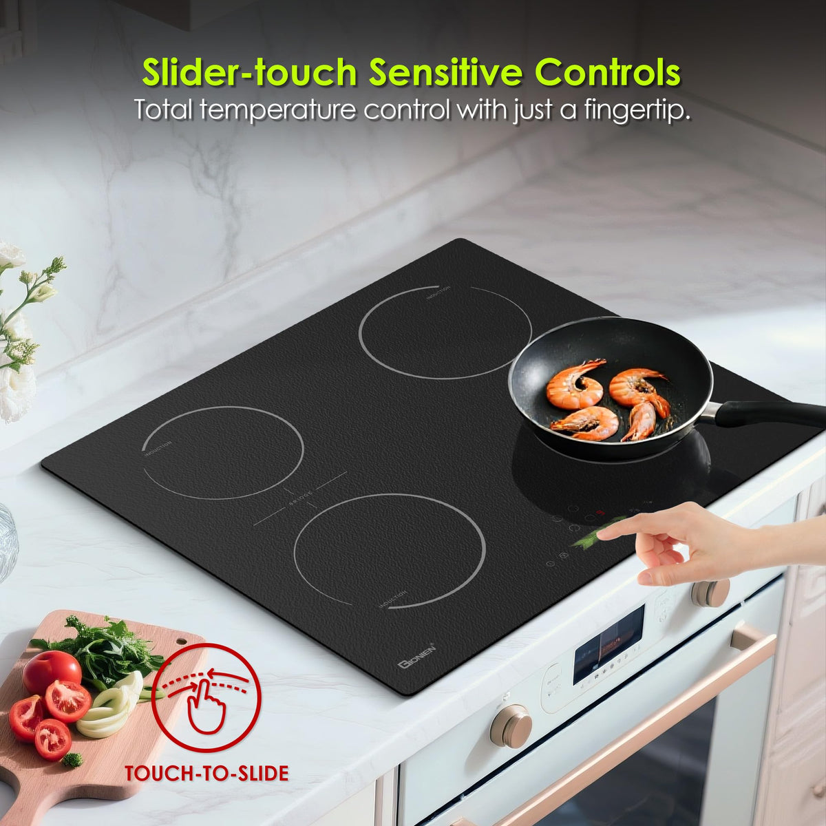 Gionien 60cm 2800W Plug In Induction Hob, 4 Zones, GIT470SP