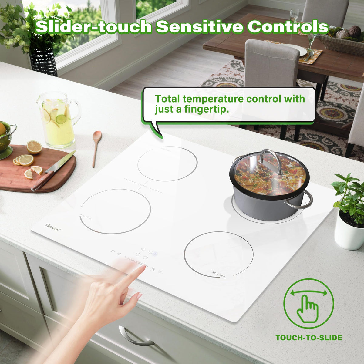 Gionien 60cm 2800W Plug In Induction Hob, 4 Zones, GIT470SP