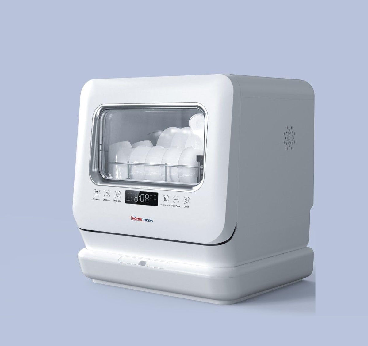 HomeTronix Mini Countertop Dishwasher 3 Place Settings 7.5L White