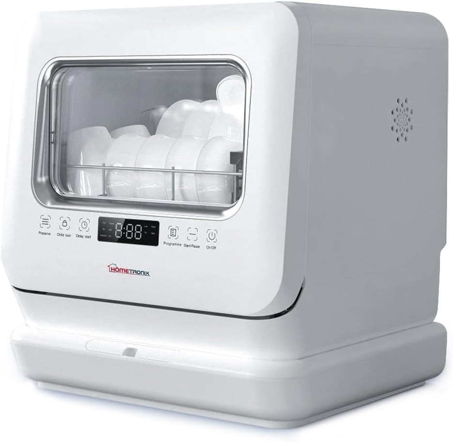 HomeTronix Mini Countertop Dishwasher 3 Place Settings 7.5L White