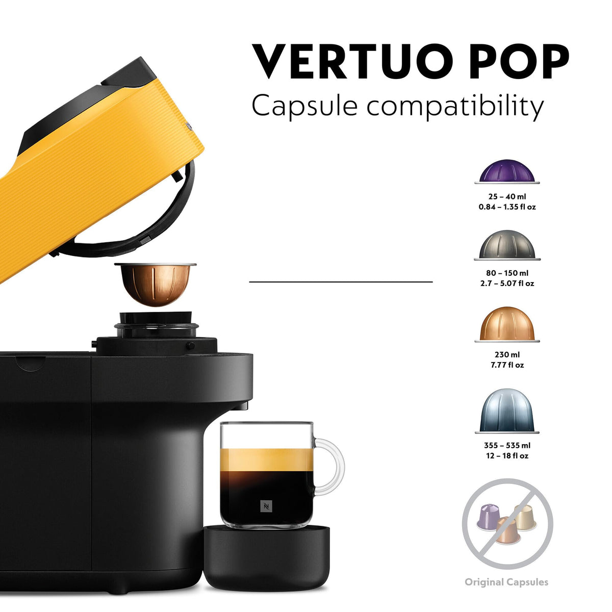 Nespresso Vertuo Pop Coffee Machine Six Cup Sizes