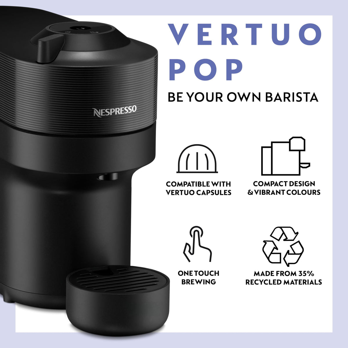 Nespresso Vertuo Pop Coffee Machine Six Cup Sizes