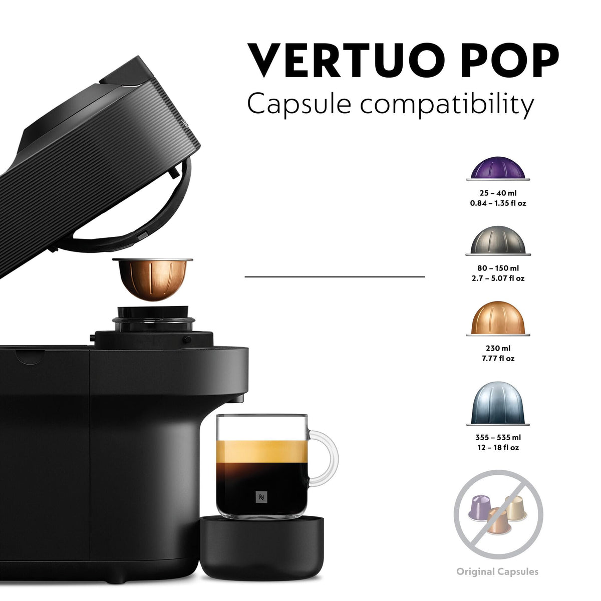 Nespresso Vertuo Pop Coffee Machine Six Cup Sizes