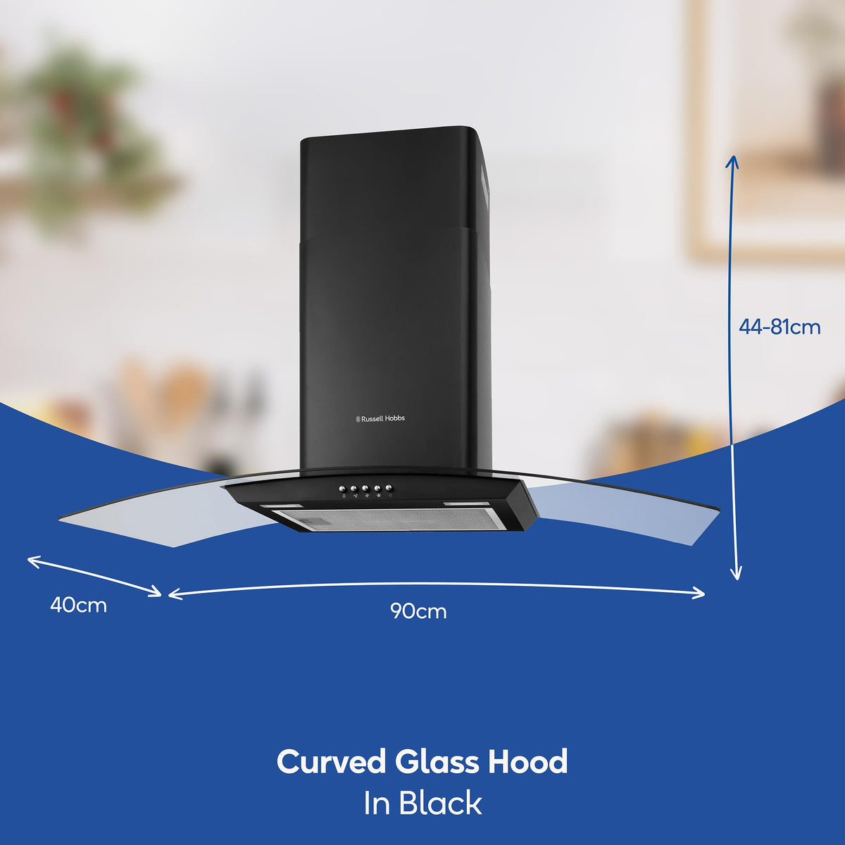 Russell Hobbs 60cm Curved Glass Cooker Hood Stainless Steel