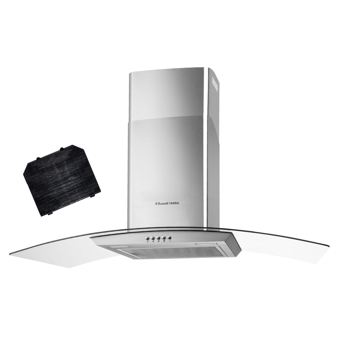 Russell Hobbs 60cm Curved Glass Cooker Hood Stainless Steel