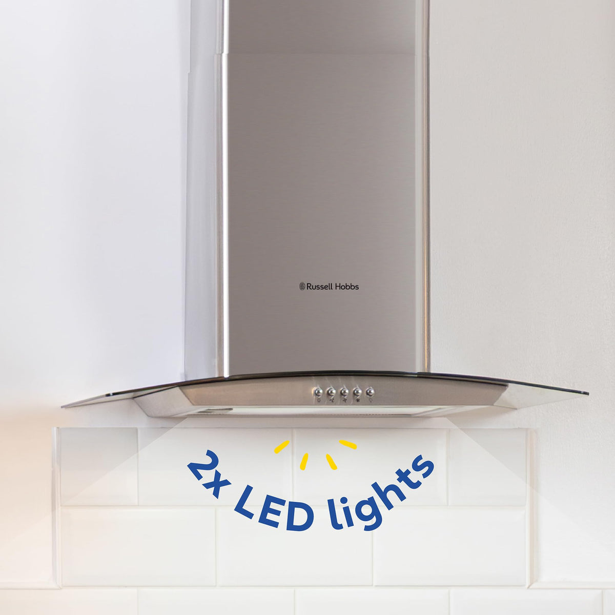 Russell Hobbs 60cm Curved Glass Cooker Hood Stainless Steel