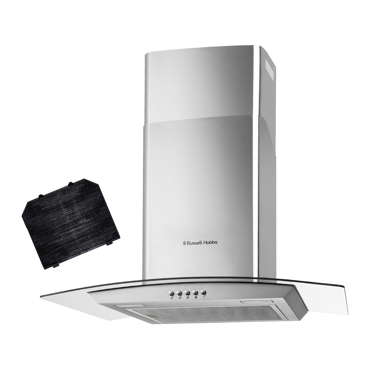 Russell Hobbs 60cm Curved Glass Cooker Hood Stainless Steel