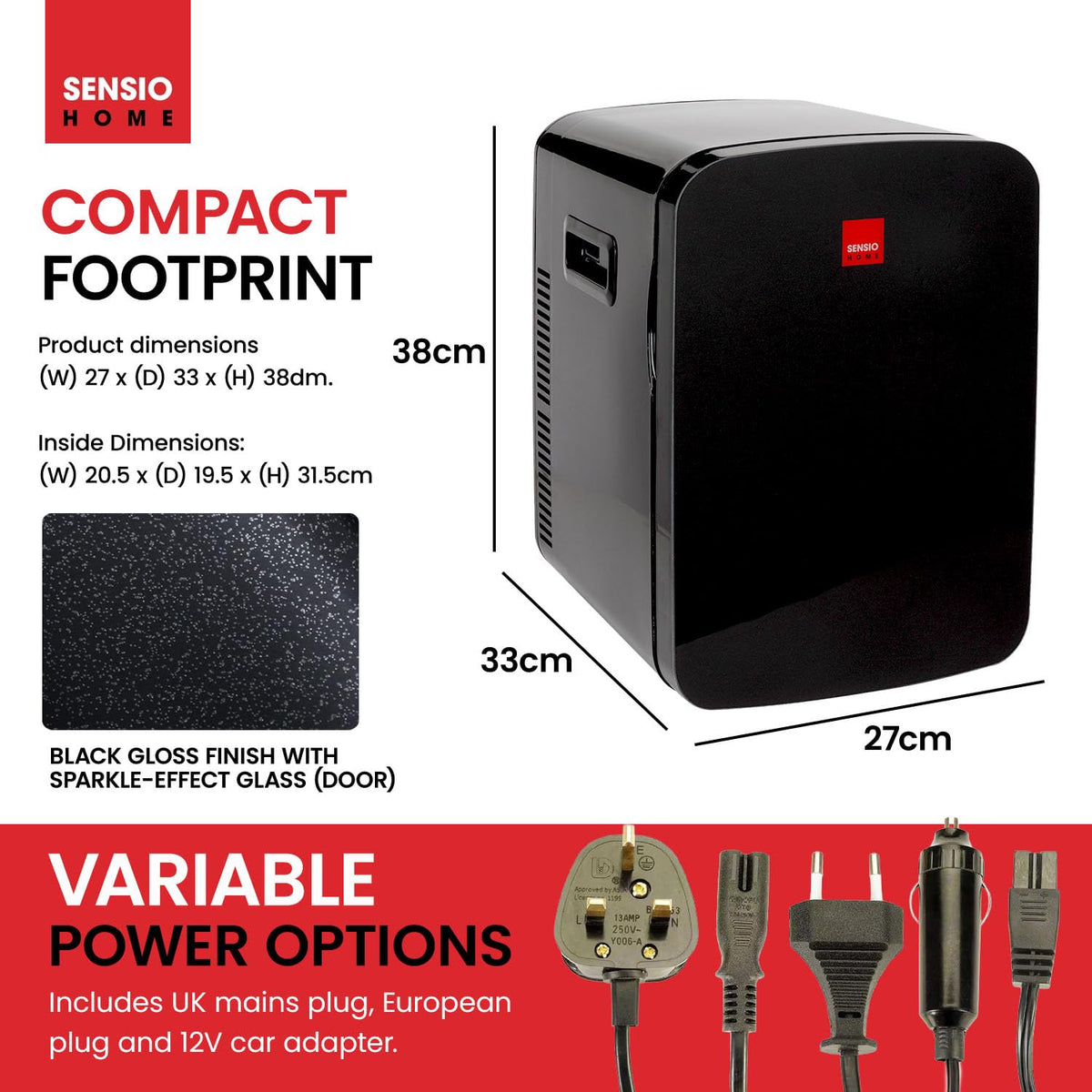 SENSIOHOME 10L Mini Fridge Cooler and Warmer for Home