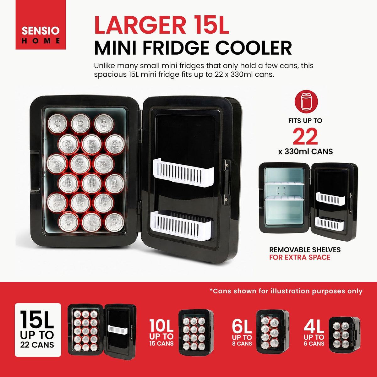 SENSIOHOME 10L Mini Fridge Cooler and Warmer for Home