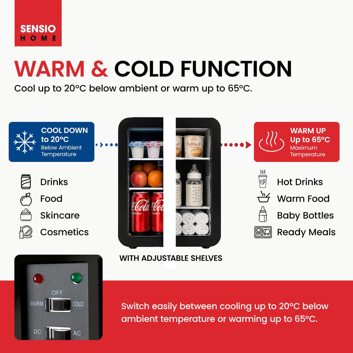 SENSIOHOME 10L Mini Fridge Cooler and Warmer for Home