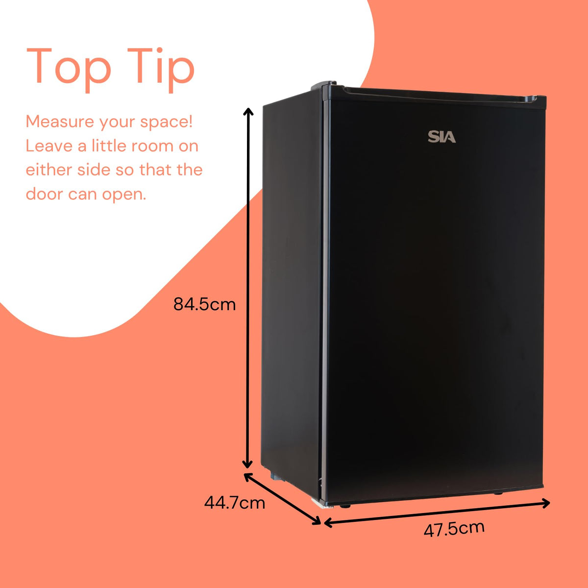 SIA 48cm 91L Freestanding Under Counter Larder Fridge