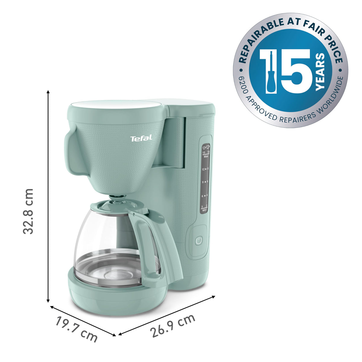 Tefal Morning Filter Coffee Maker, Eucalyptus, 1.25L, 1000W
