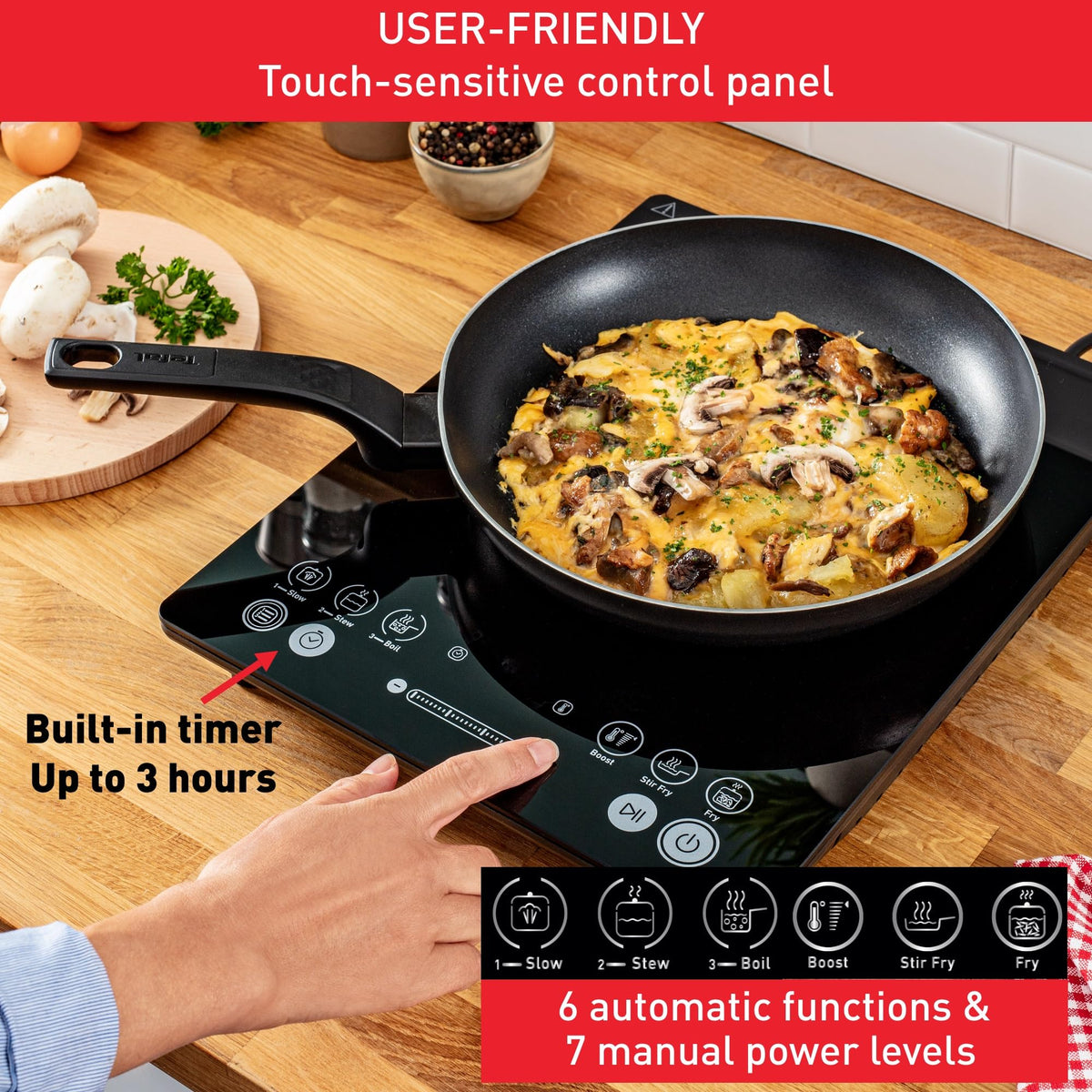 Tefal Slim Portable Induction Hob 2100W Black IH210840