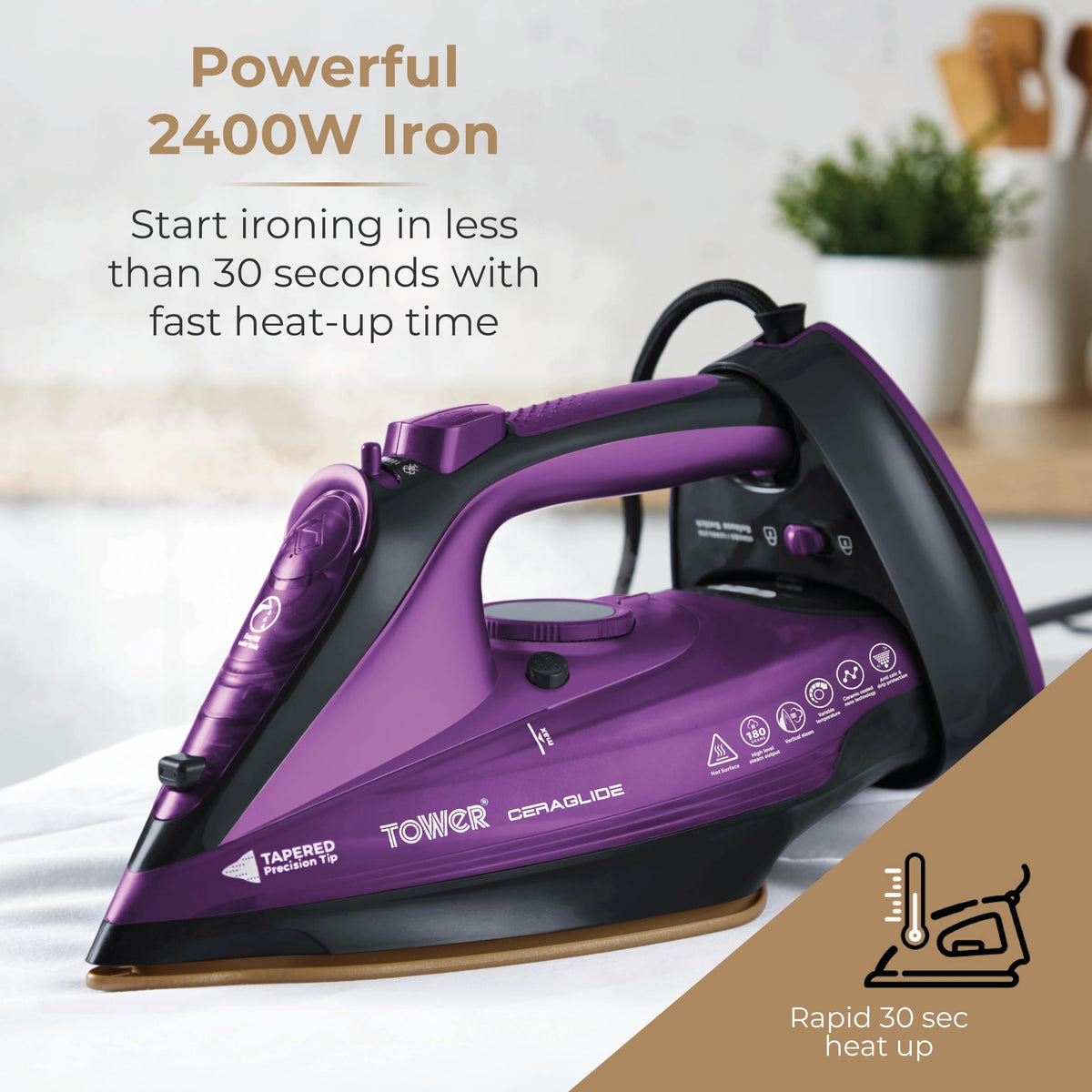 Tower T22008 Cordless Ceramic Steam Iron 2400W