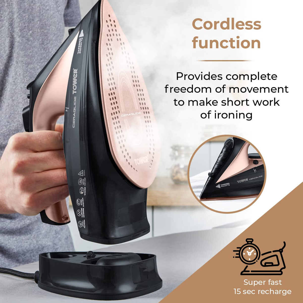 Tower T22008 Cordless Ceramic Steam Iron 2400W