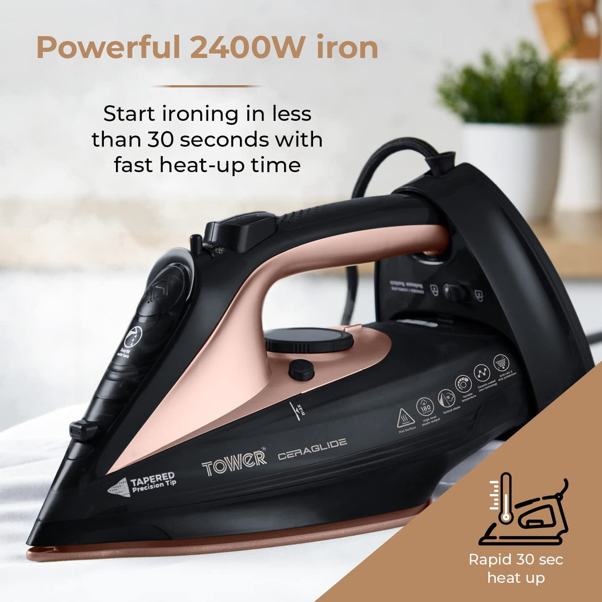 Tower T22008 Cordless Ceramic Steam Iron 2400W